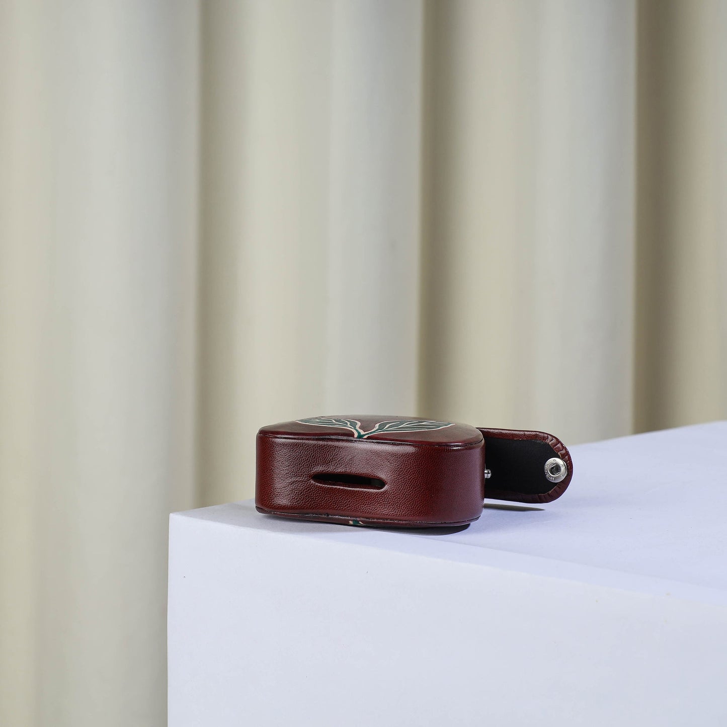 Handcrafted Brown Apple Leather Money Bank