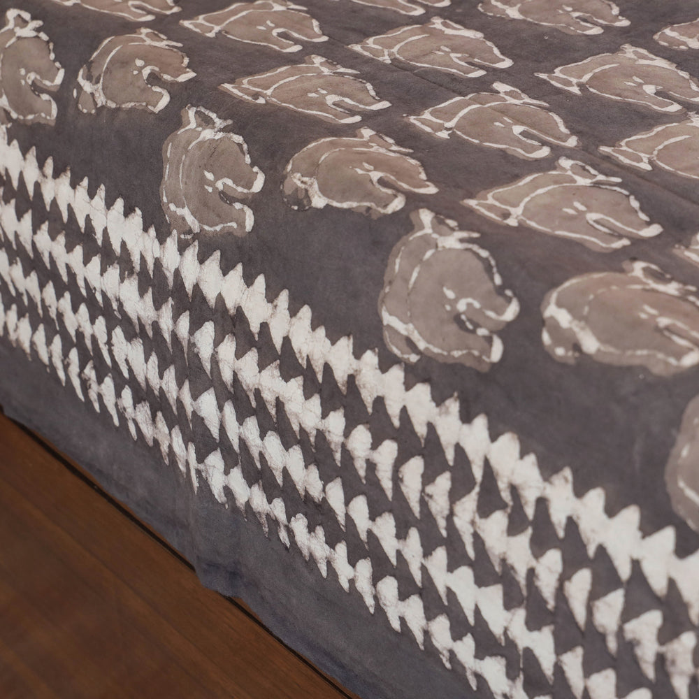 Brown - Block Art Print Cotton Single Bindaas Bed Sheet (93 x 60 in)