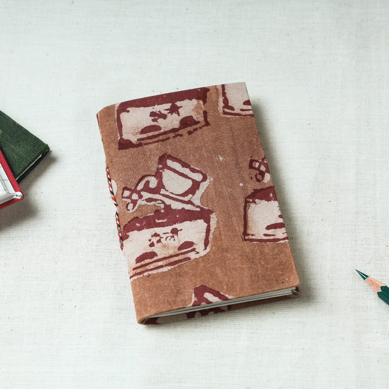 Art Block Print Fabric Cover Handmade Paper Notebook