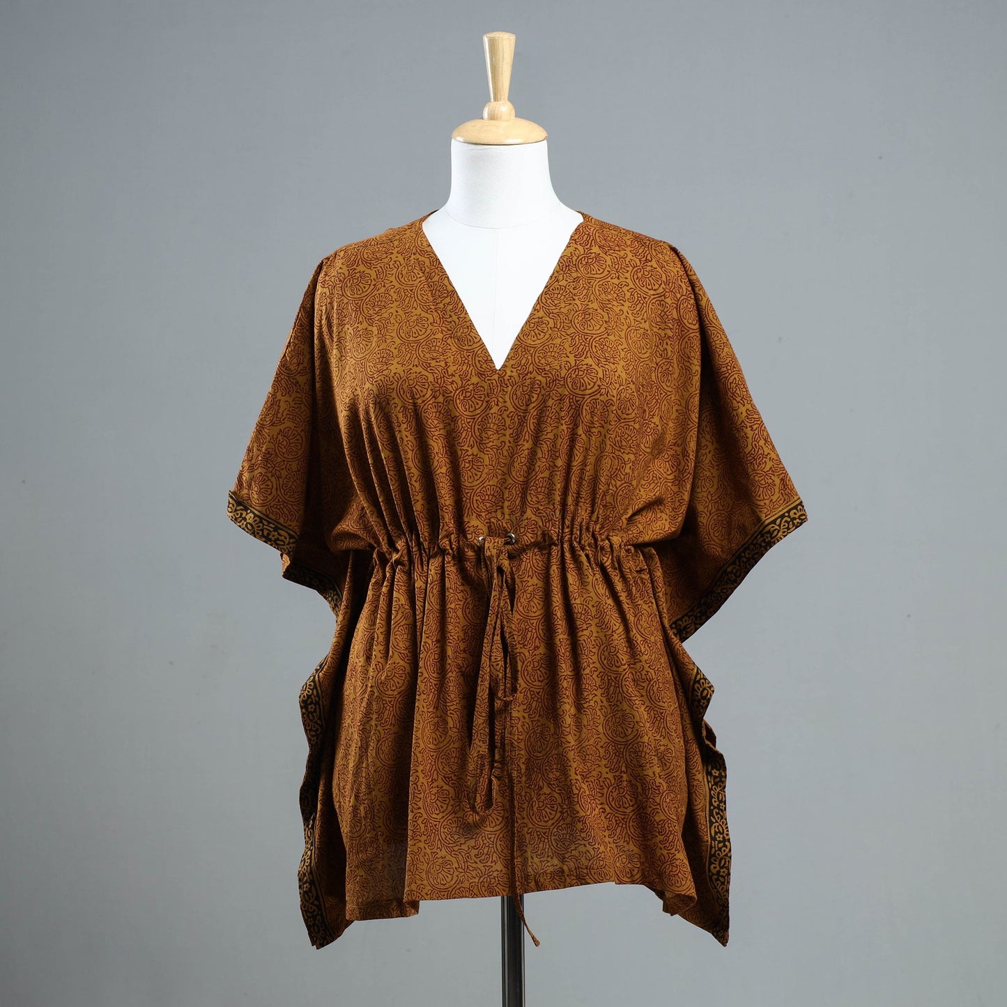Bagh Block Printed Cotton Kaftan with Tie-Up Waist