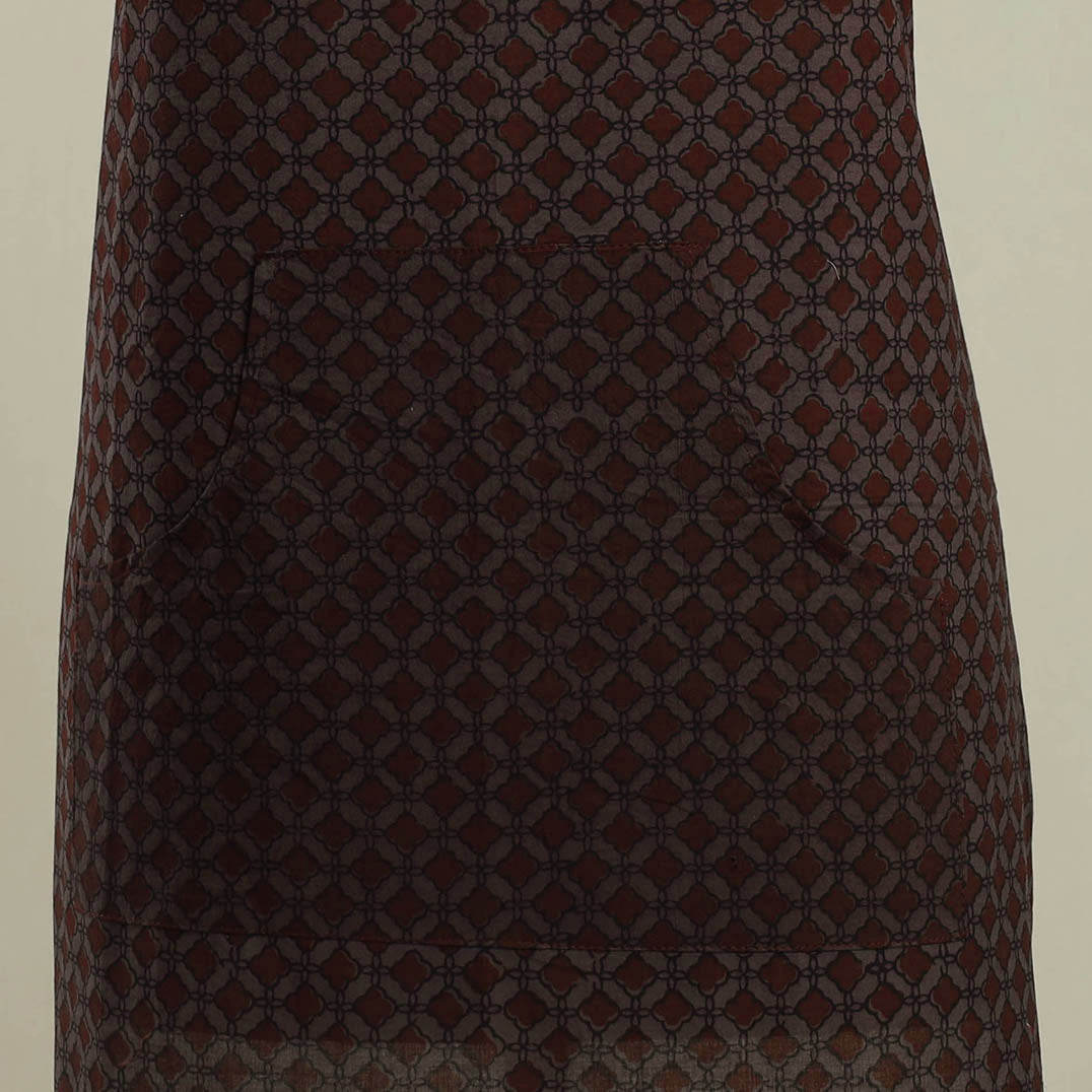 Buy Brown Bagh Block Print Cotton Apron with Pocket