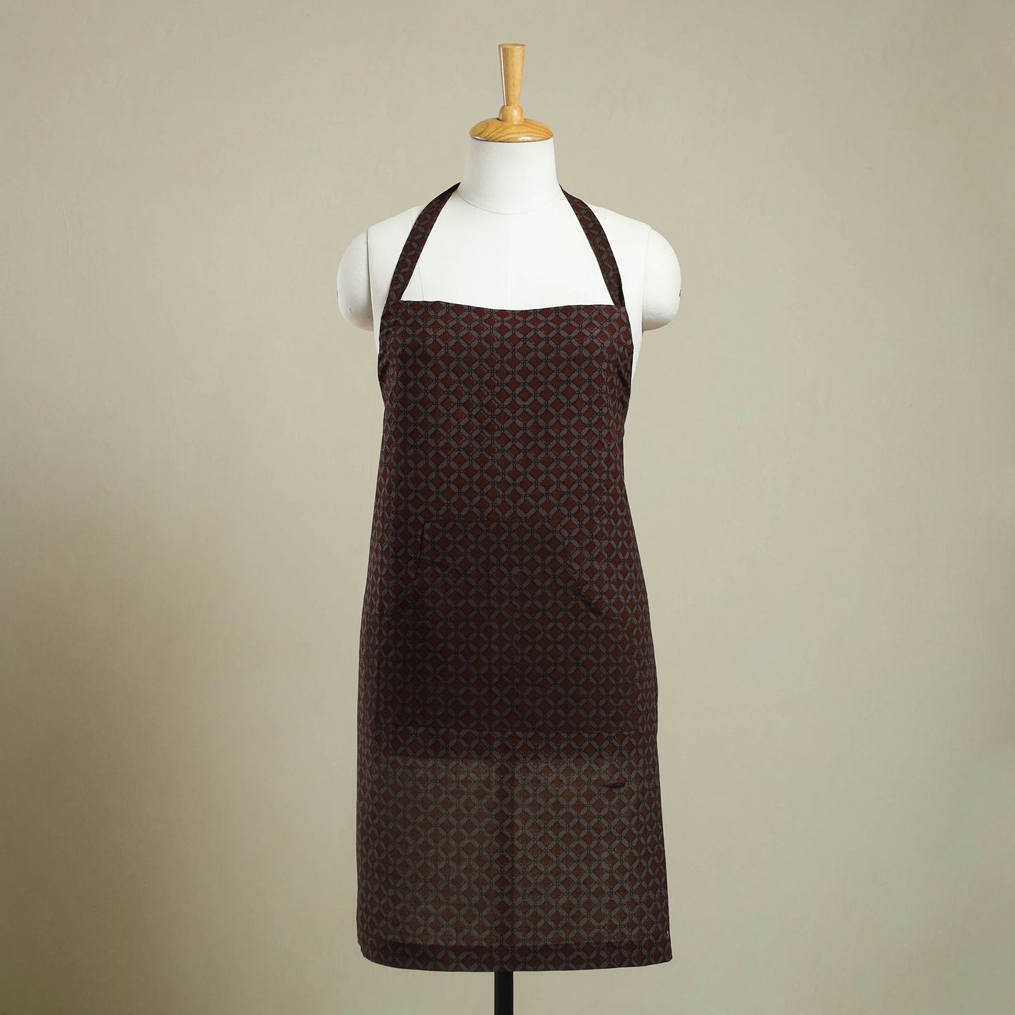 Buy Brown Bagh Block Print Cotton Apron with Pocket