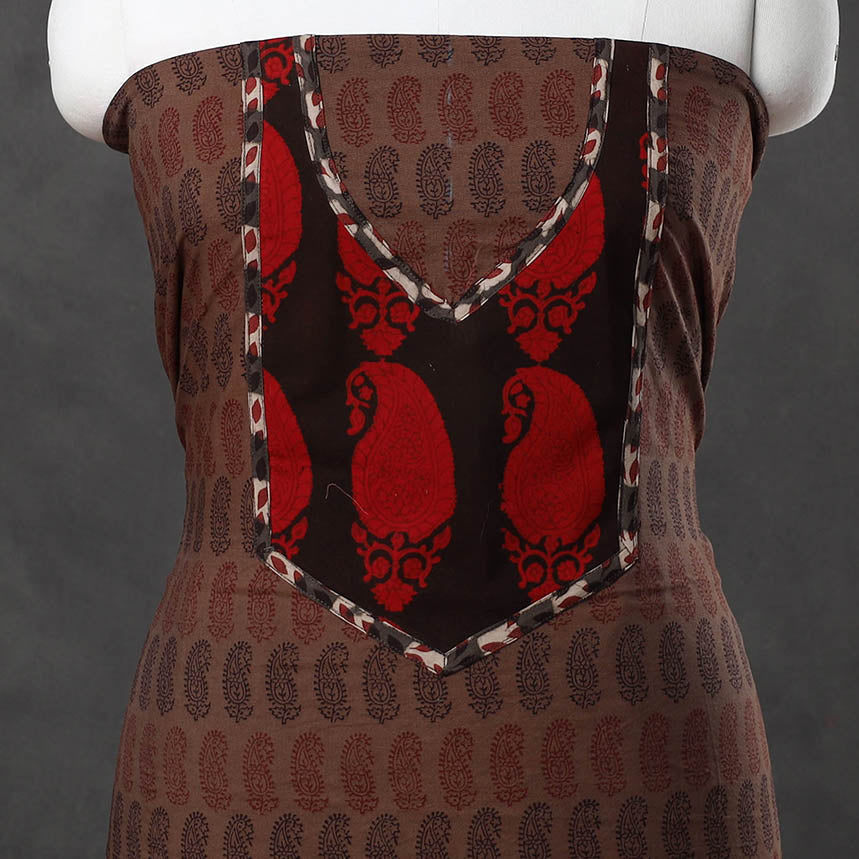 Brown - bagh cotton unstitched kurta material