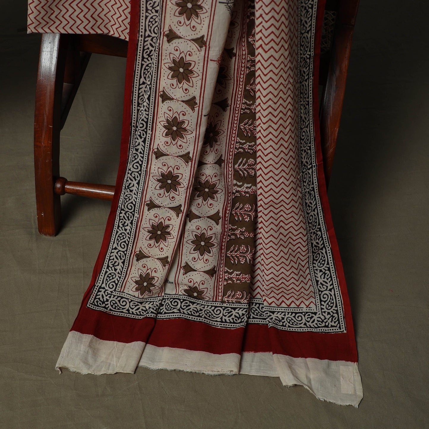 Bagh hand block print natural dyed cotton 3pc unstitched