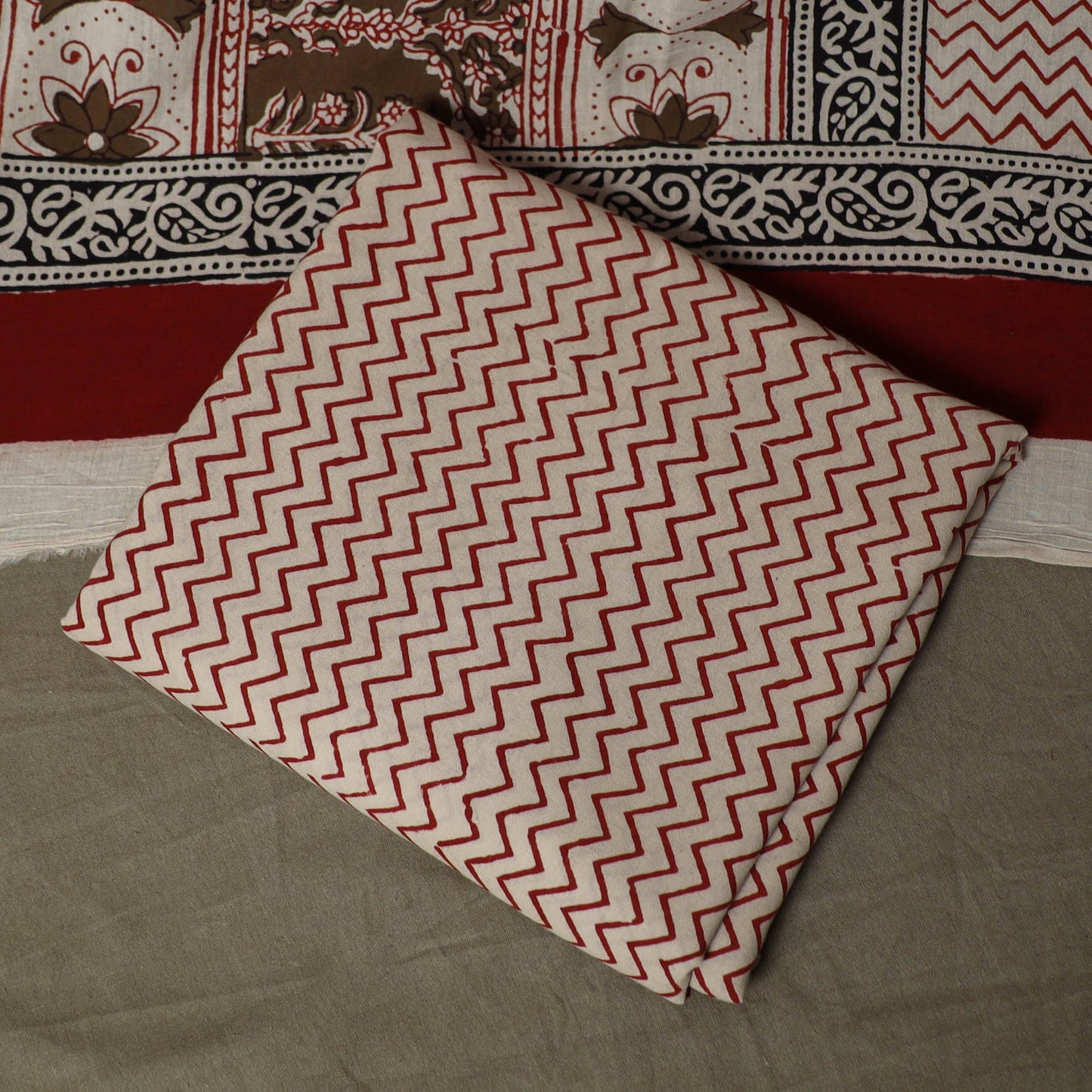 Bagh hand block print natural dyed cotton 3pc unstitched