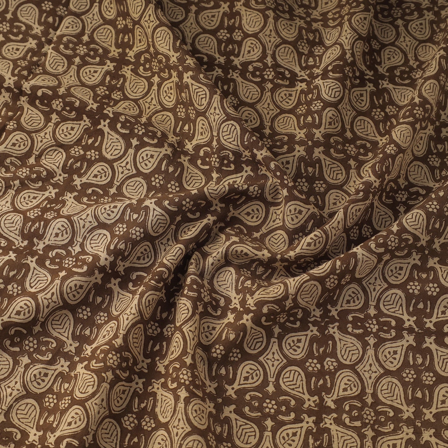 Brown Bagh Hand Block Print Natural Dyed Cotton Fabric