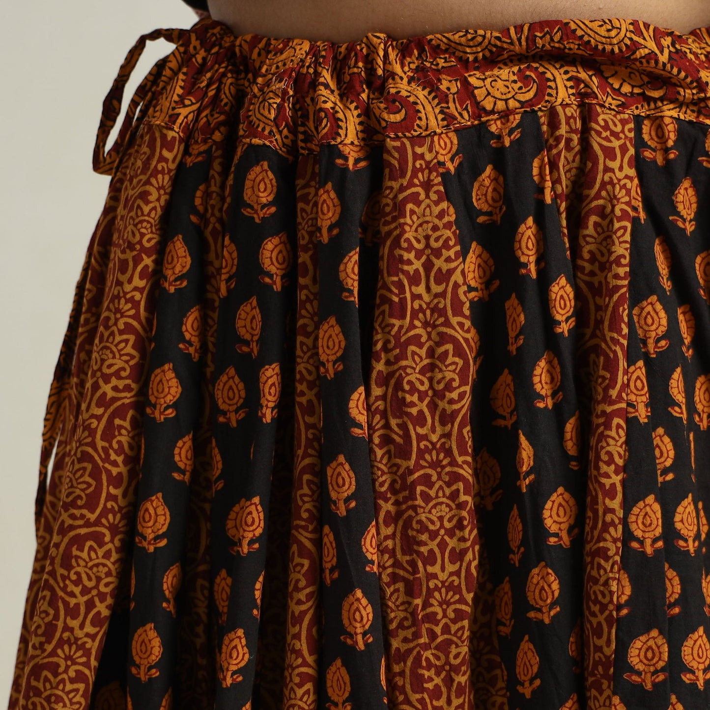 Bagh Block Printed Patchwork Cotton Long Skirt