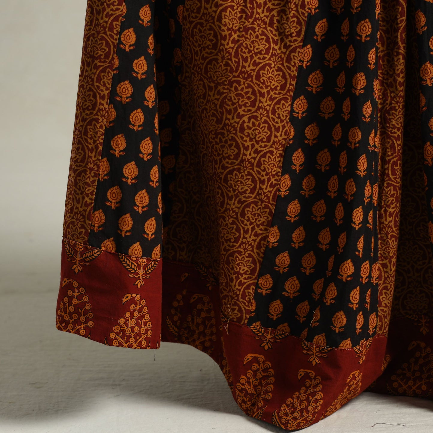 Bagh Block Printed Patchwork Cotton Long Skirt