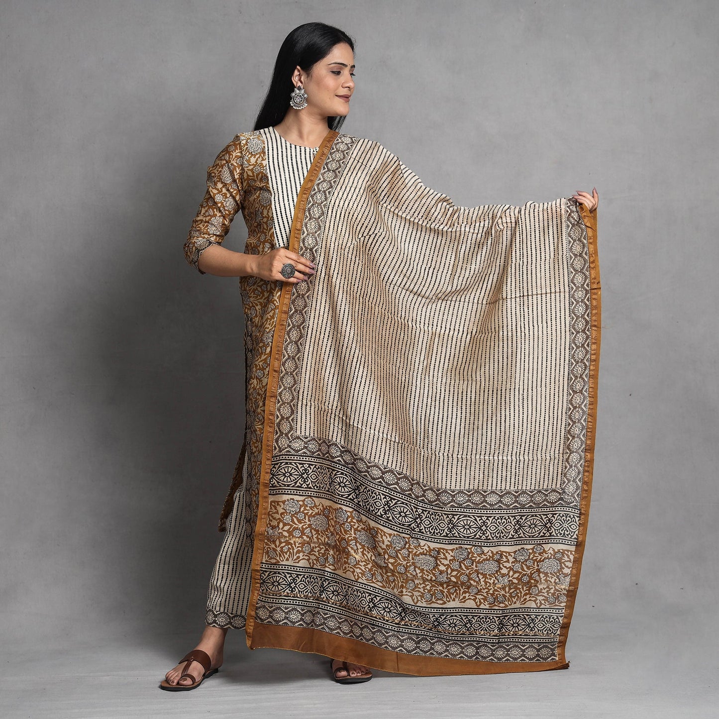 Bagru Kurta with Palazzo & Dupatta Set