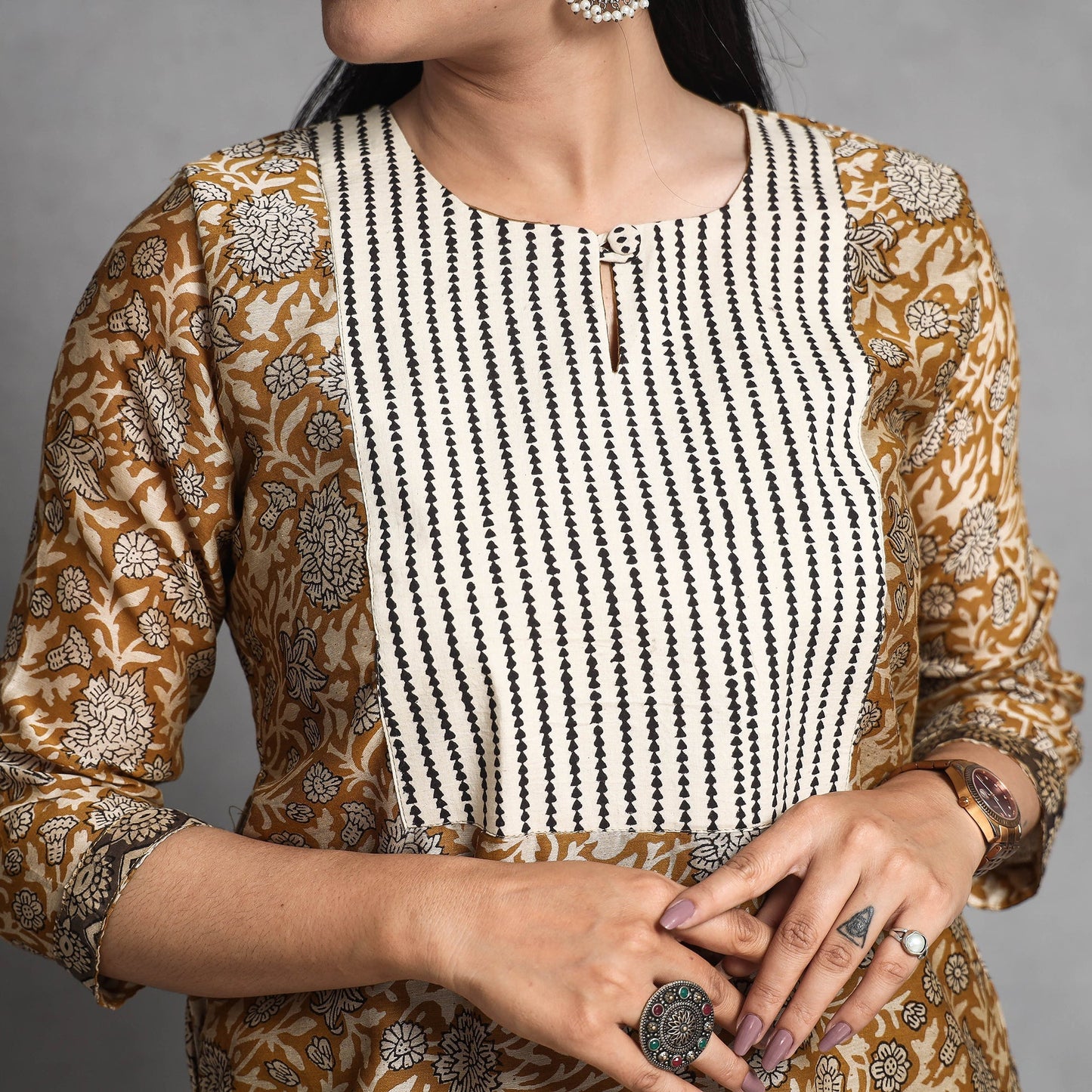 Bagru Kurta with Palazzo & Dupatta Set