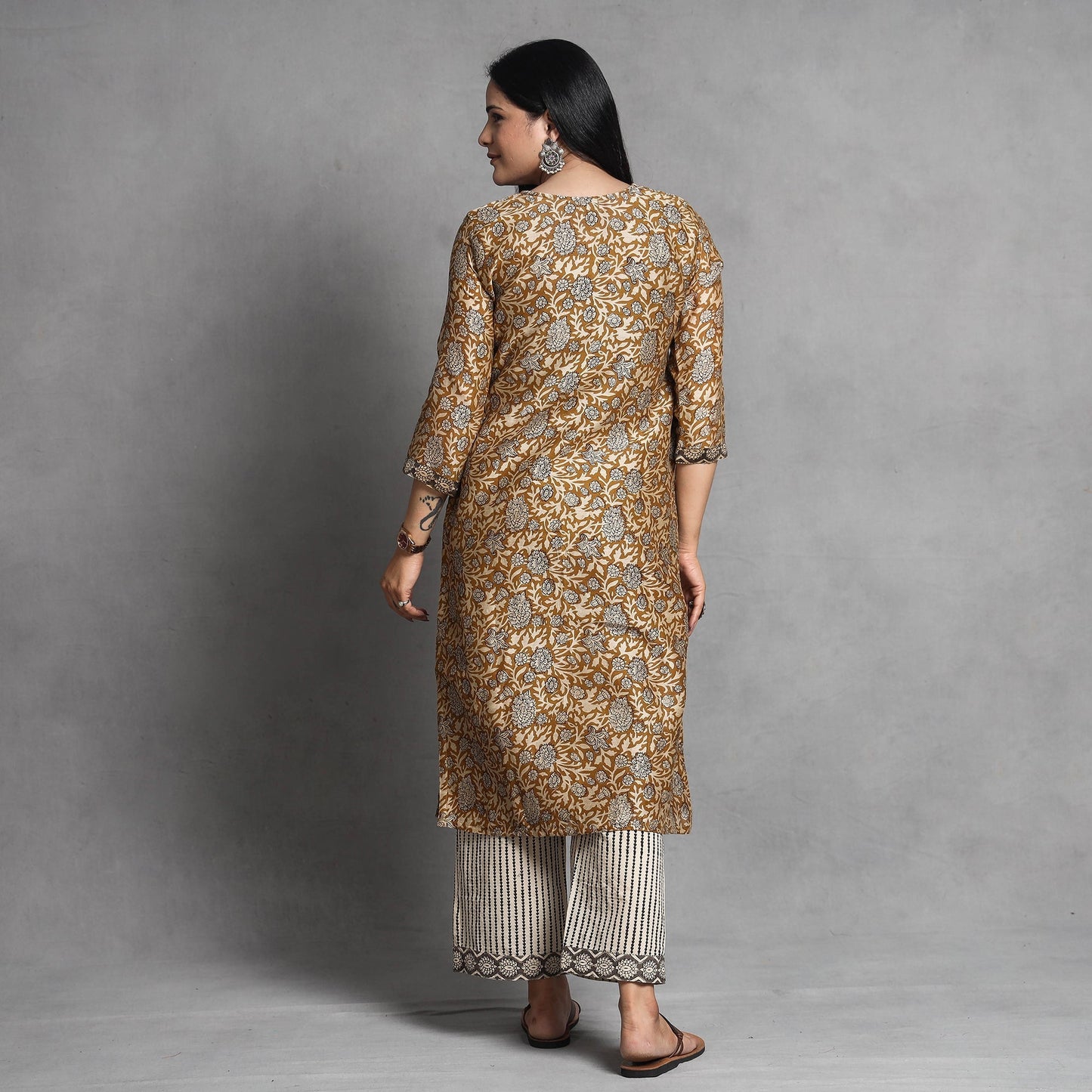 Bagru Kurta with Palazzo & Dupatta Set