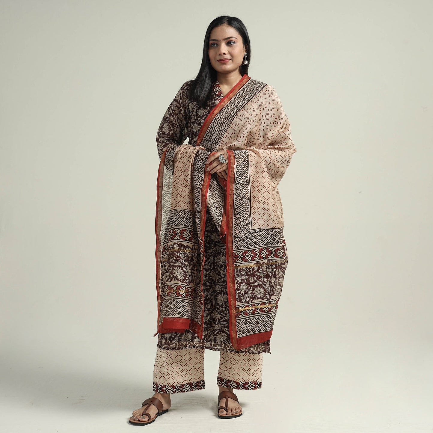 Bagru Kurta with Palazzo & Dupatta Set