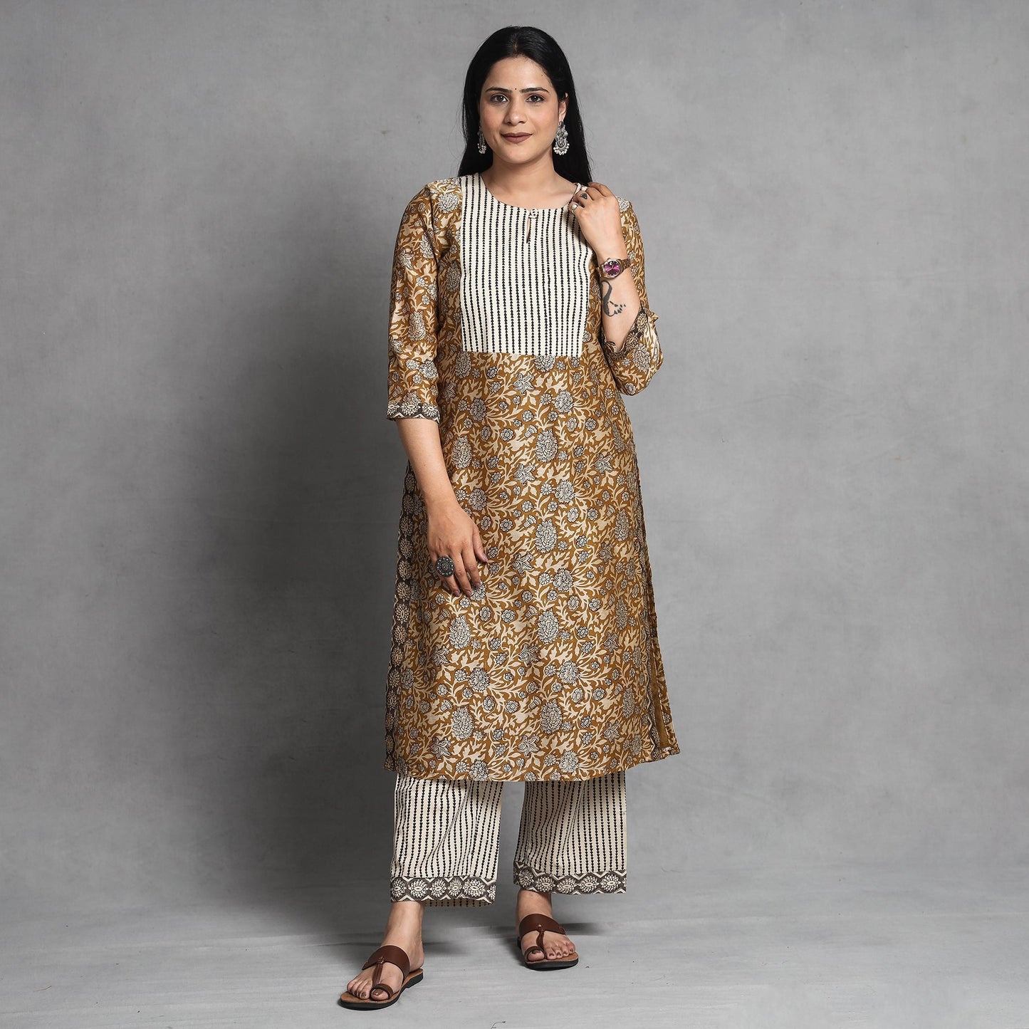 Bagru Kurta with Palazzo & Dupatta Set