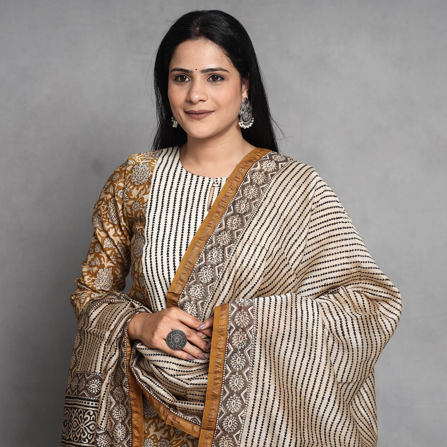 Bagru Kurta with Palazzo & Dupatta Set