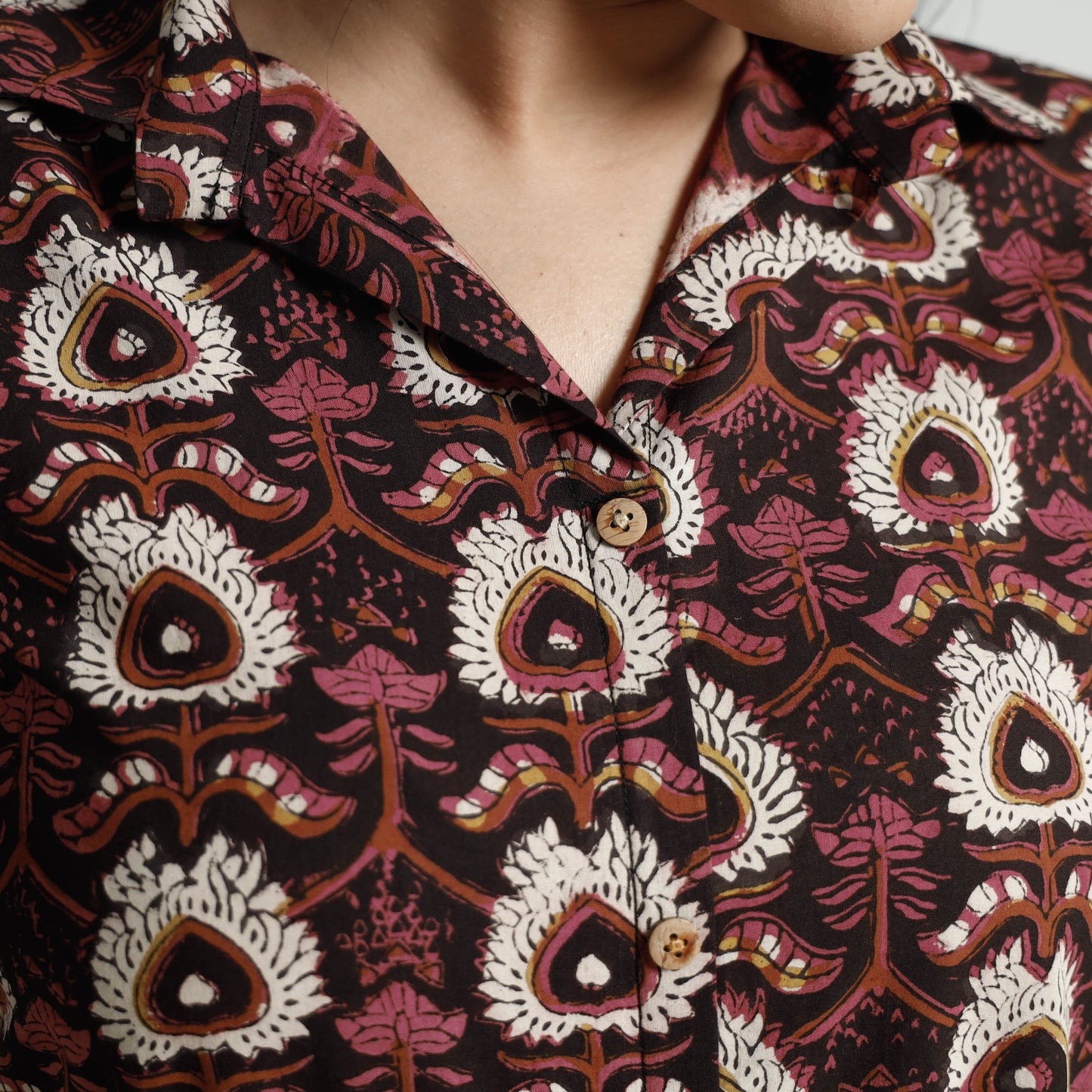 Brown - Bagru Block Printed Cotton Kurta with Palazzo Set