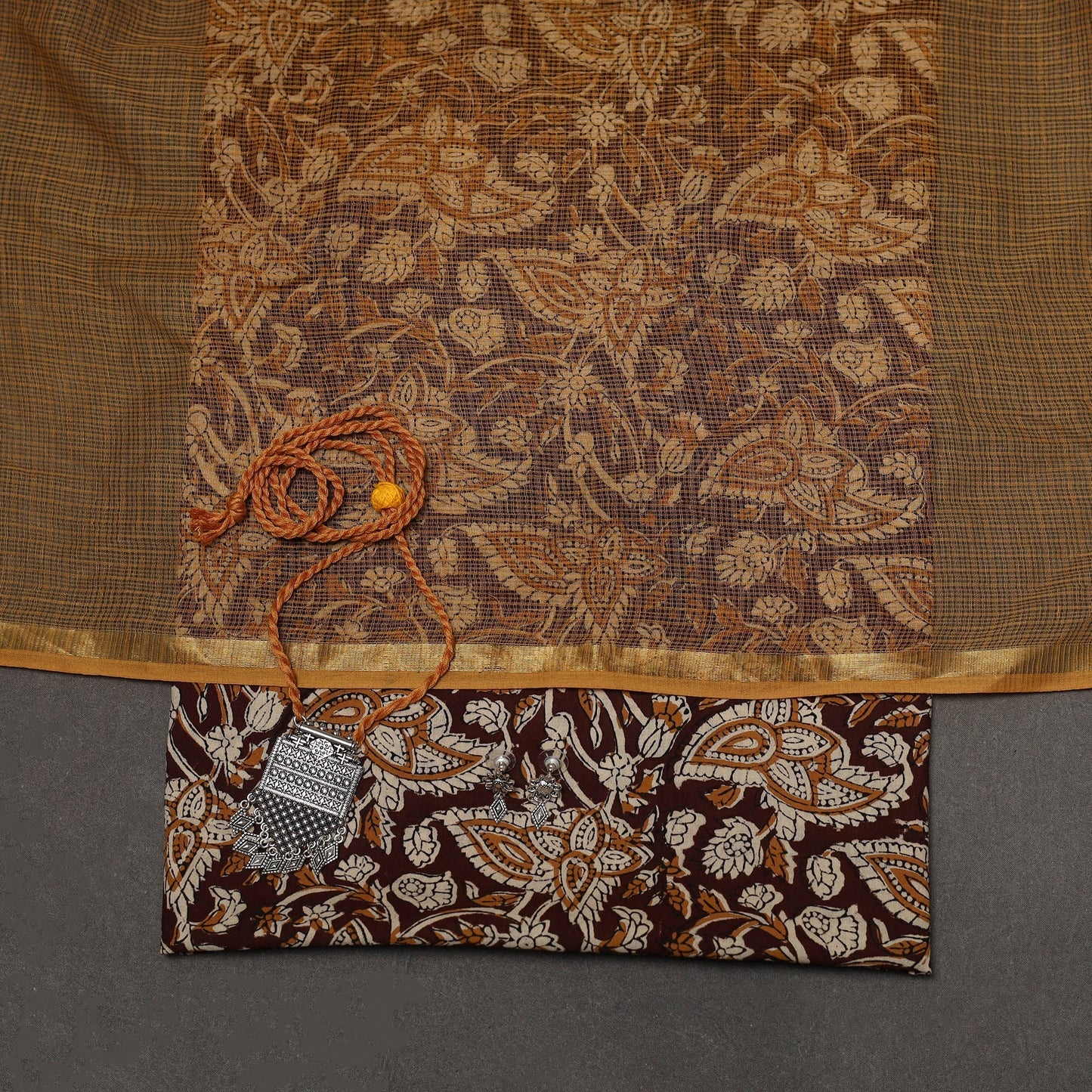 Bagru hand natural dyed cotton 2pc unstitched dress
