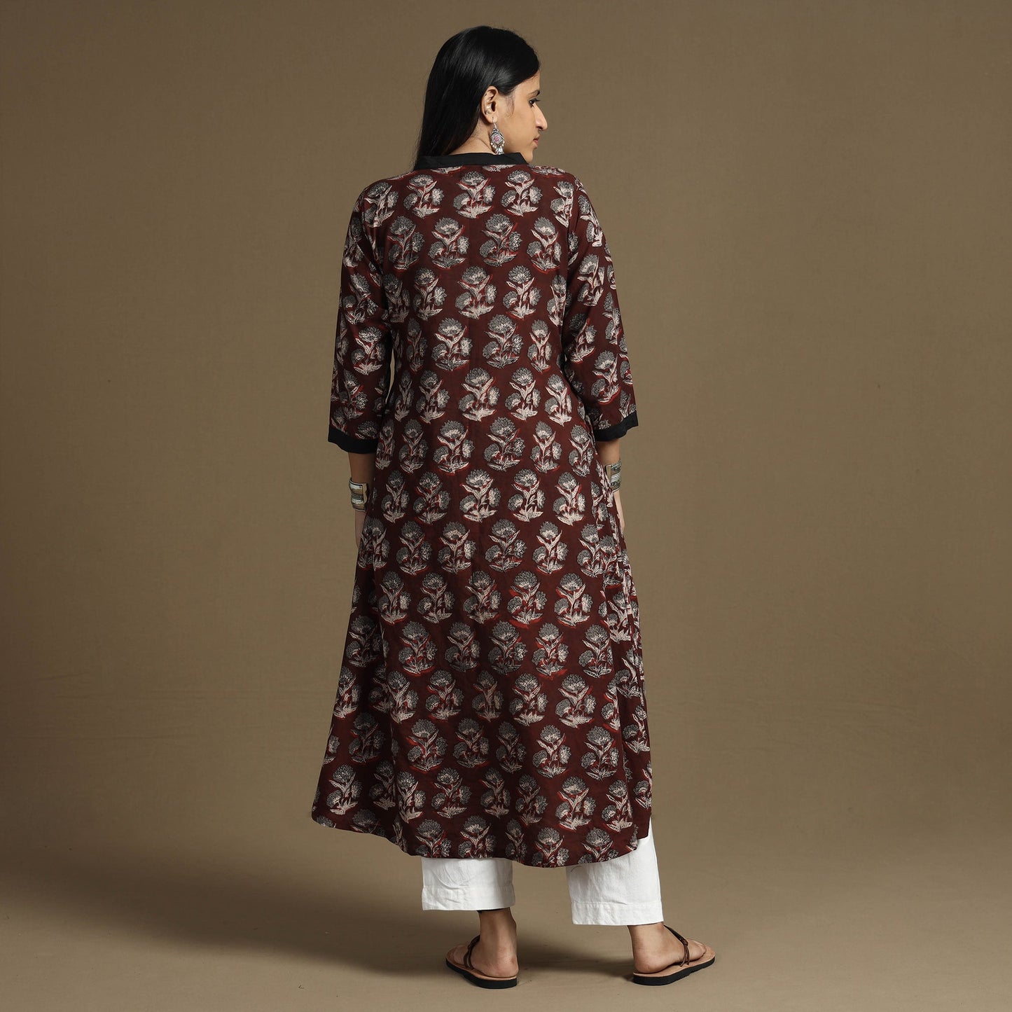 Bagru Hand Block Printed Cotton Long Kurta Online at iTokri.com