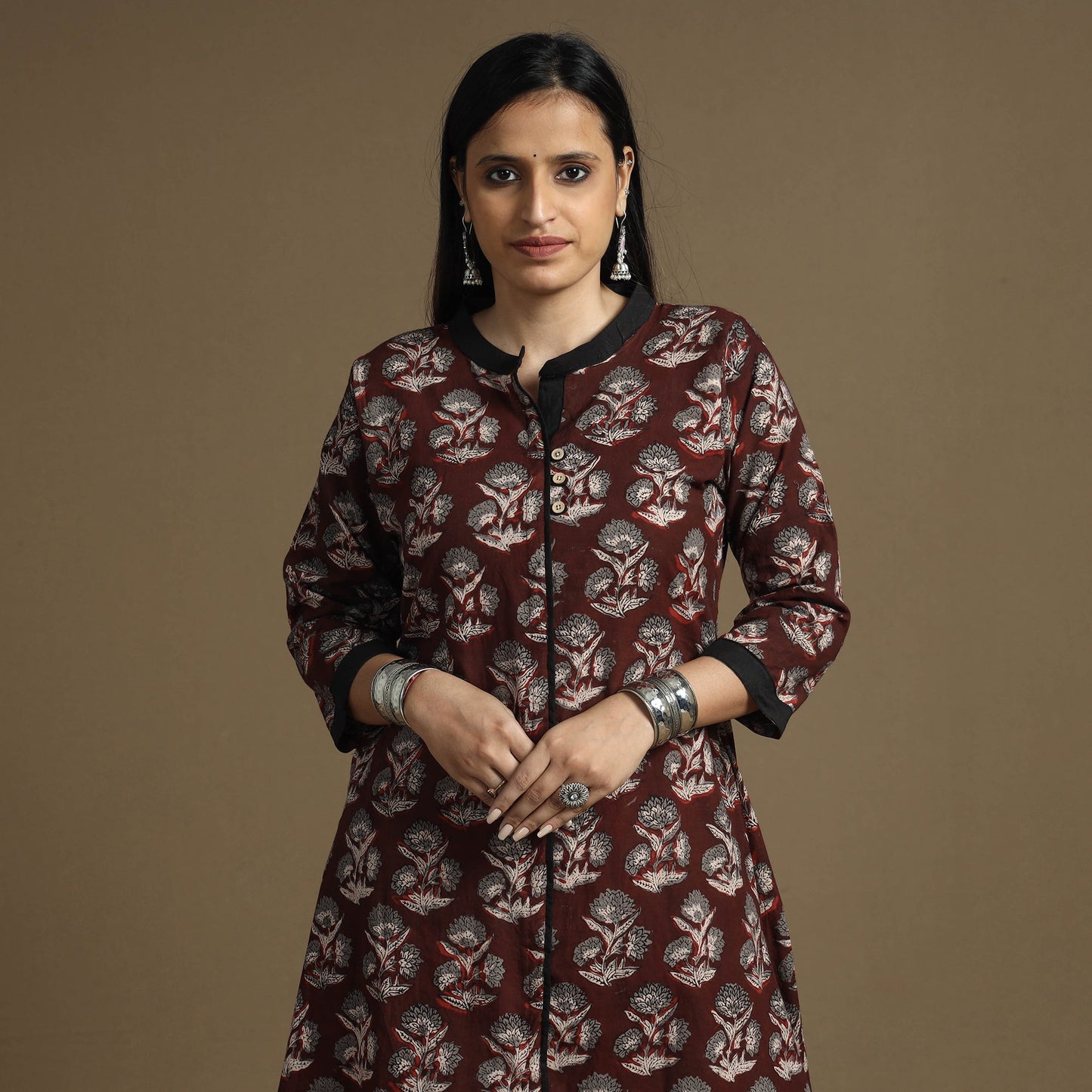 Bagru Hand Block Printed Cotton Long Kurta Online at iTokri.com
