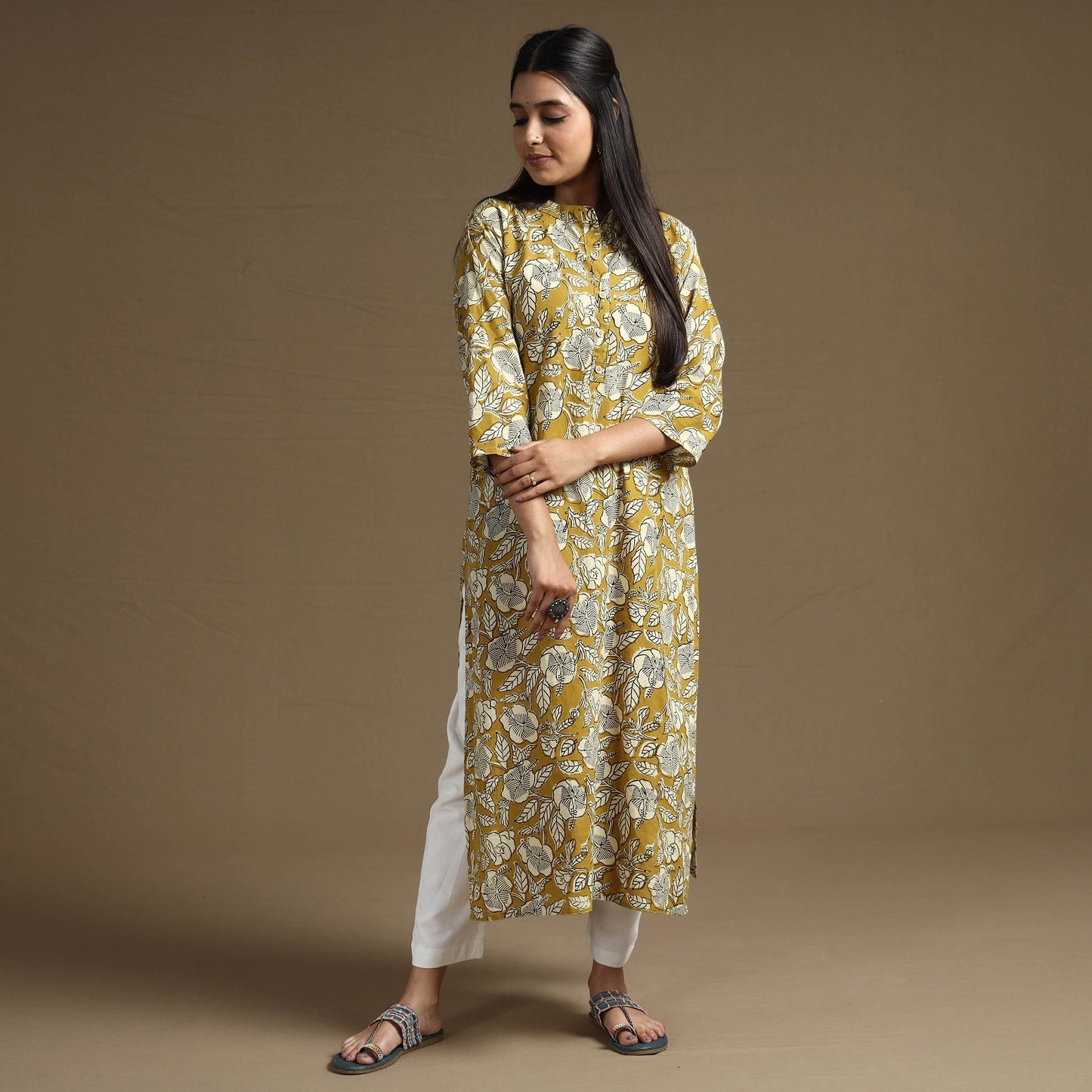 Bagru Hand Block Printed Cotton Long Kurta Online at iTokri.com