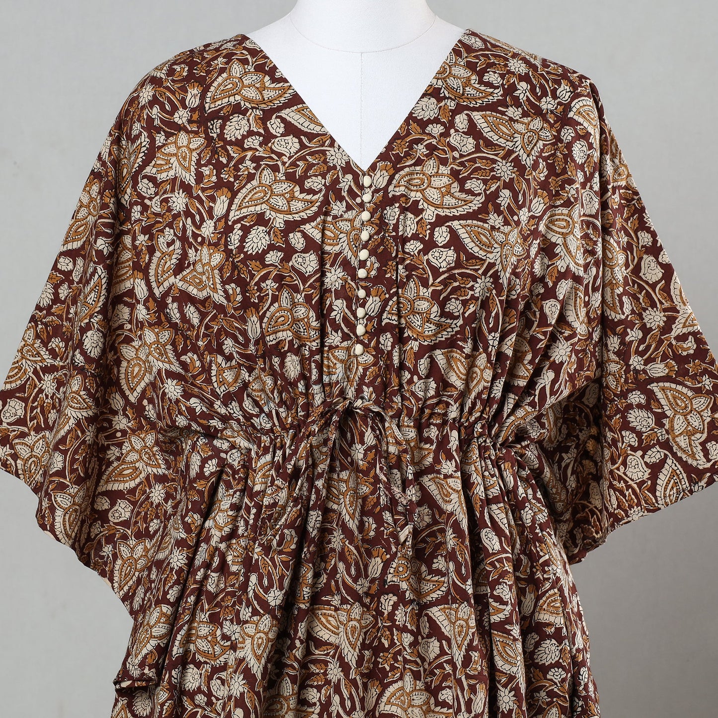 Bagru Block Printed Cotton Kaftan with Tie-Up Waist (Short)