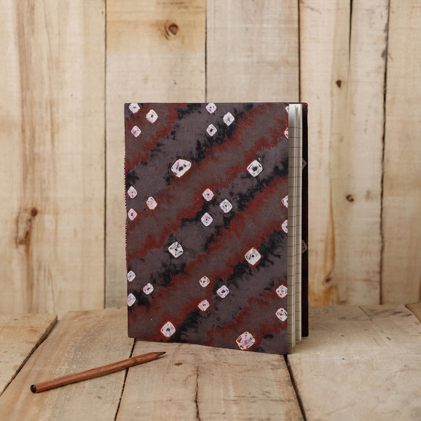 Brown Bandhani Cover Handmade Ruled Paper Notebook
