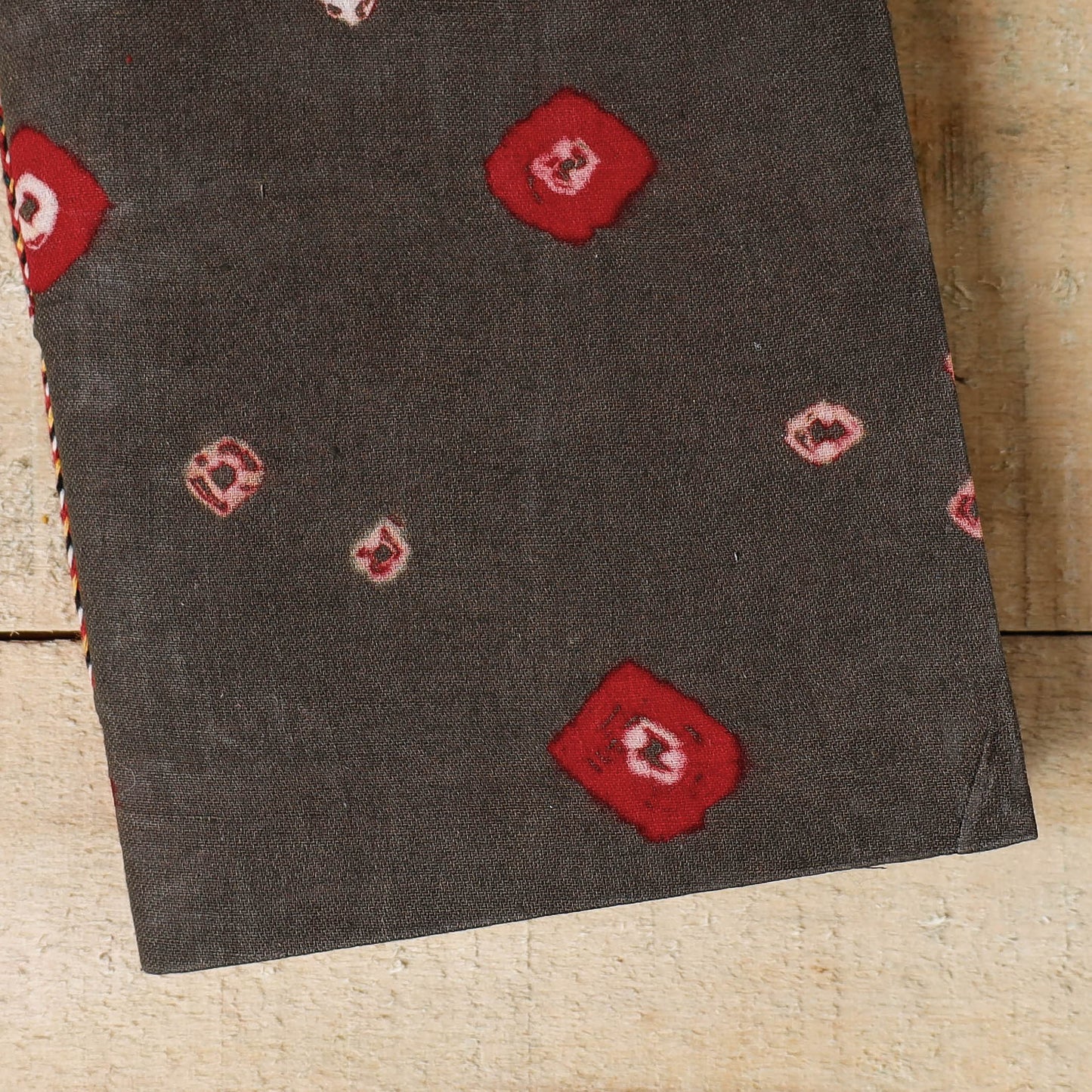 Black - Bandhani Fabric Cover Handmade Paper Notebook (7 x 5 in)