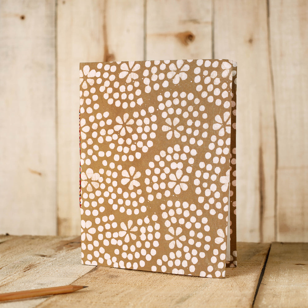 Brown Batik Fabric Cover Handmade Paper Notebook