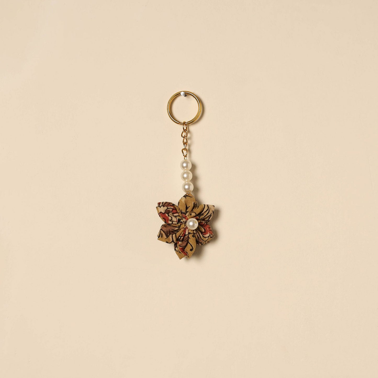 Beaded fabart flower keychain 15 - handcrafted
