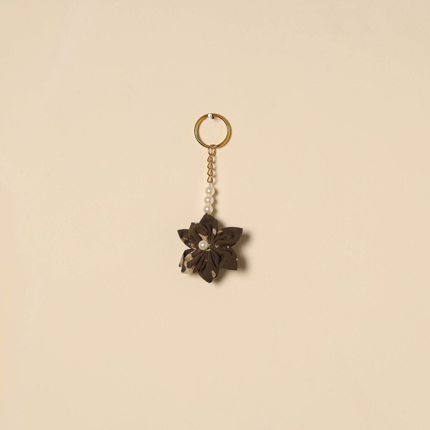 Beaded fabart flower keychain 41 - handcrafted