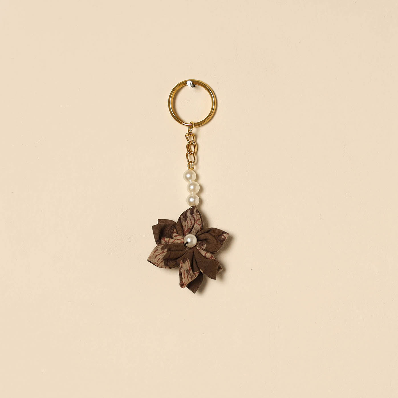 Beaded fabart flower keychain 63 - handcrafted