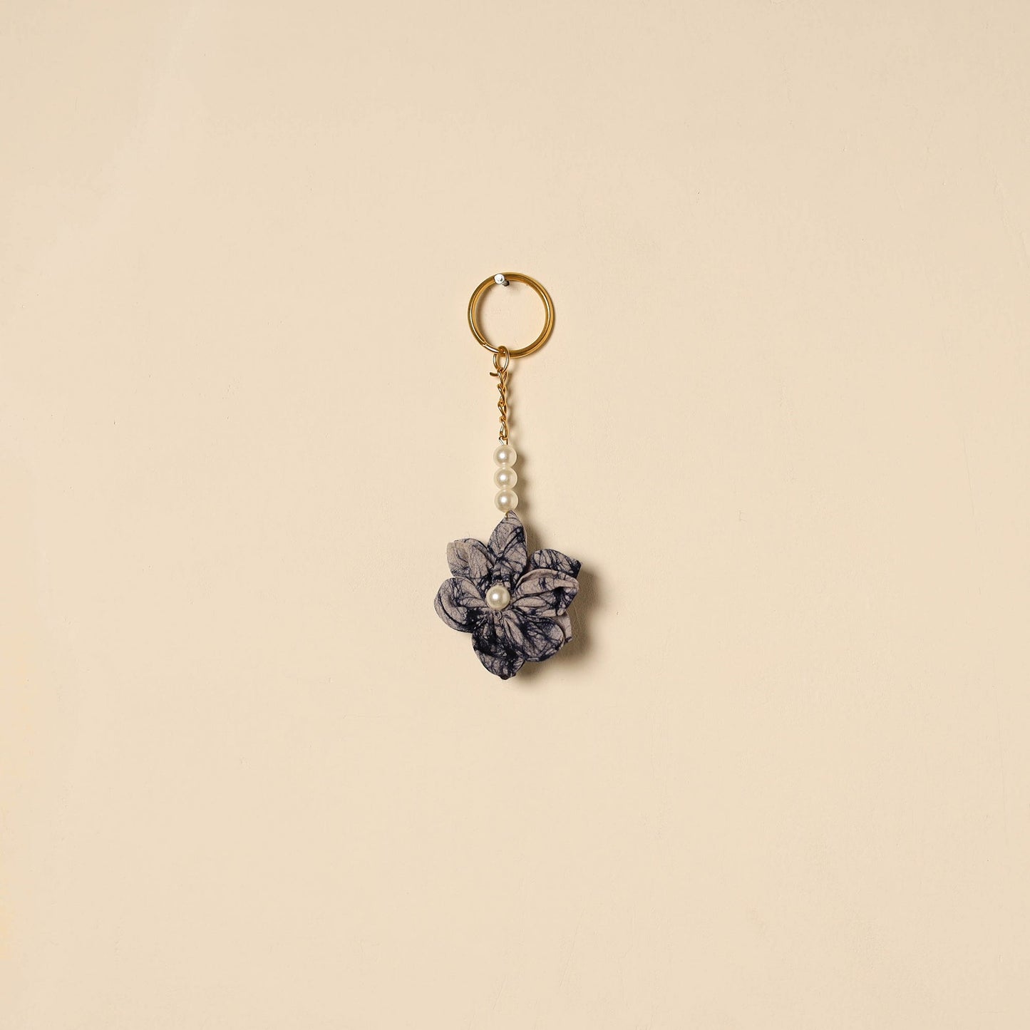 Beaded fabart flower keychain 66 - handcrafted