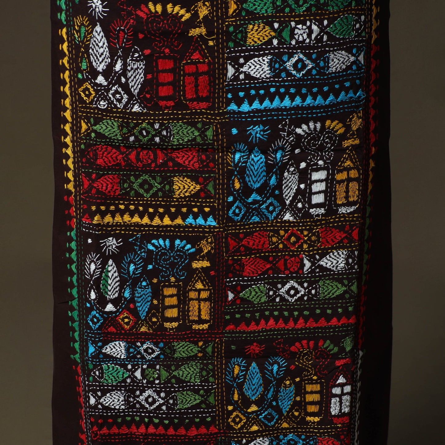 Bengal kantha hand embroidered cotton unstitched kurta