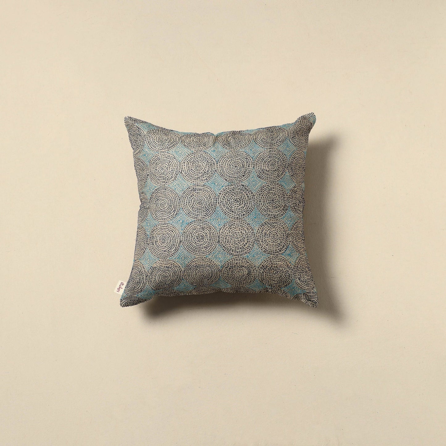 Running stitch plain cushion cover 27 - handcrafted
