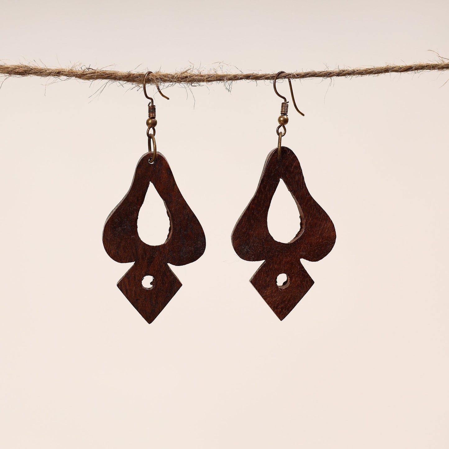 Hand Carved Sheesham Wood Earring Online in India