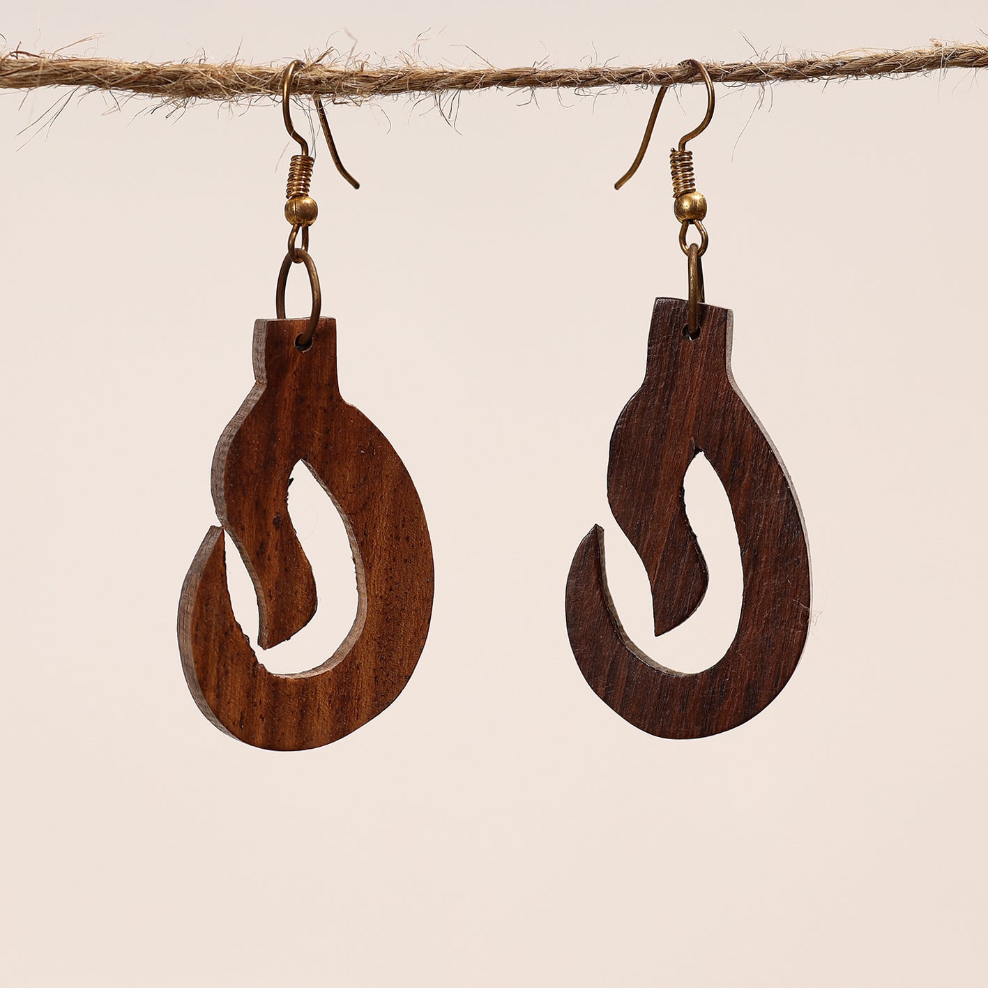 Hand Carved Sheesham Wood Earring Online in India