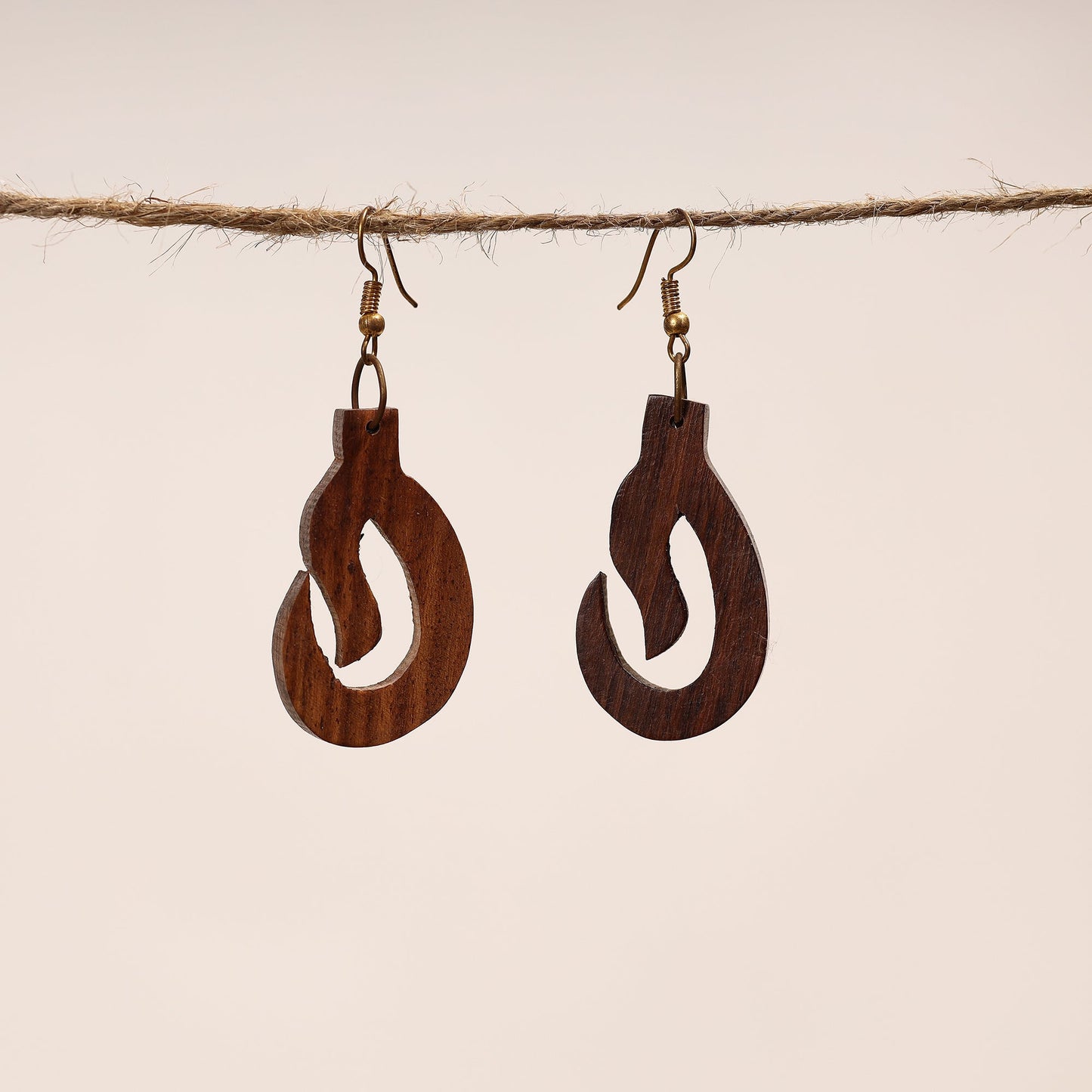 Hand Carved Sheesham Wood Earring Online in India