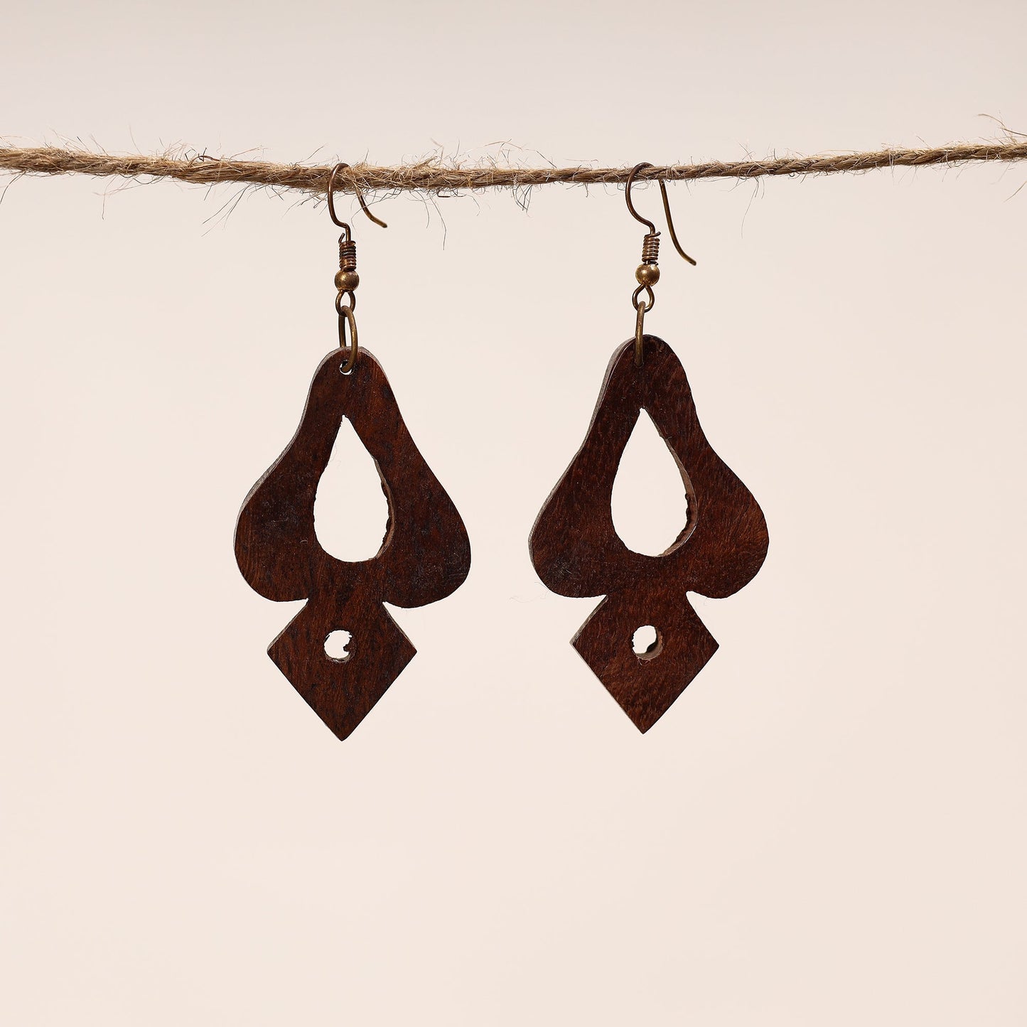 Hand Carved Sheesham Wood Earring Online in India