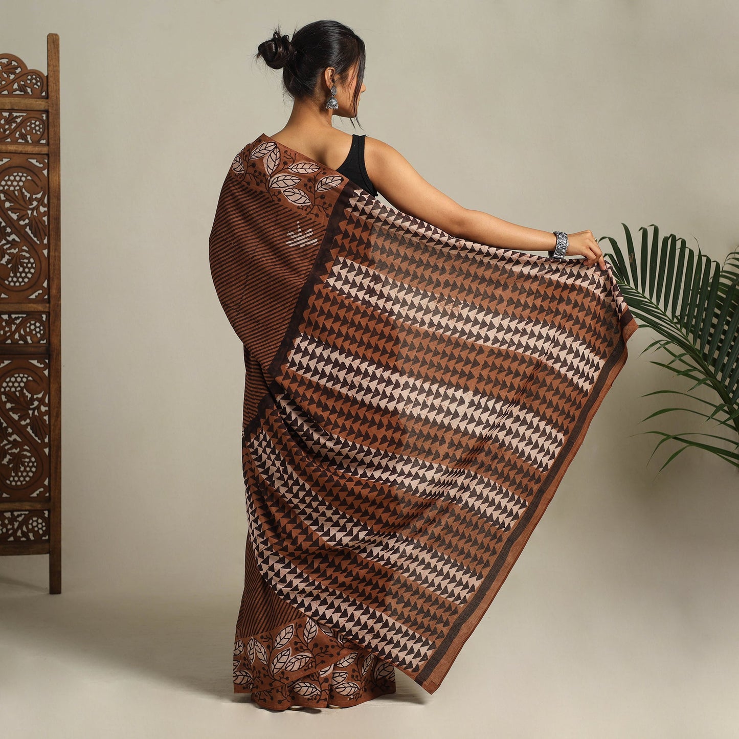 Brown - bindaas art natural dyed cotton saree 03
