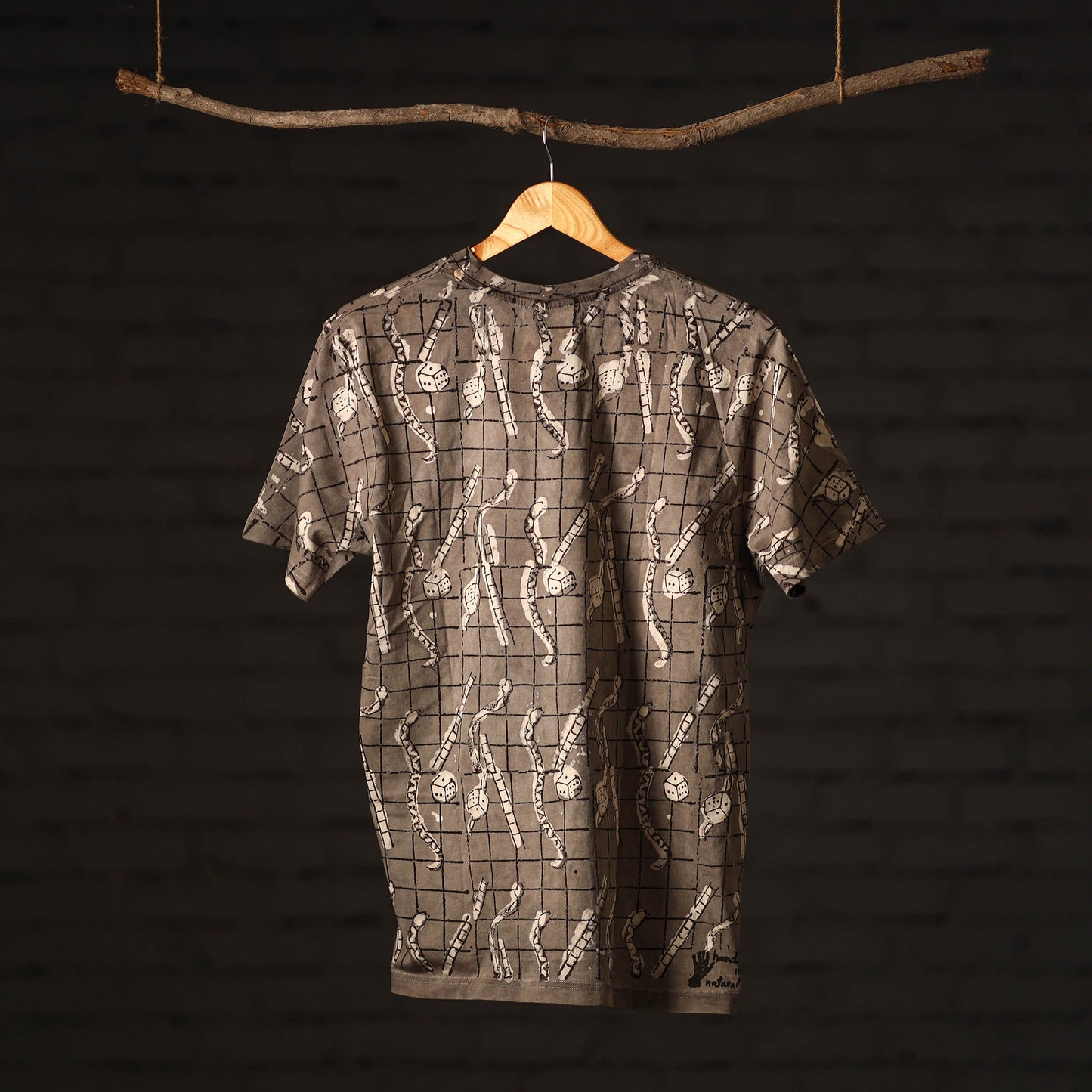 Brown - bindaas art printed cotton round neck t-shirt