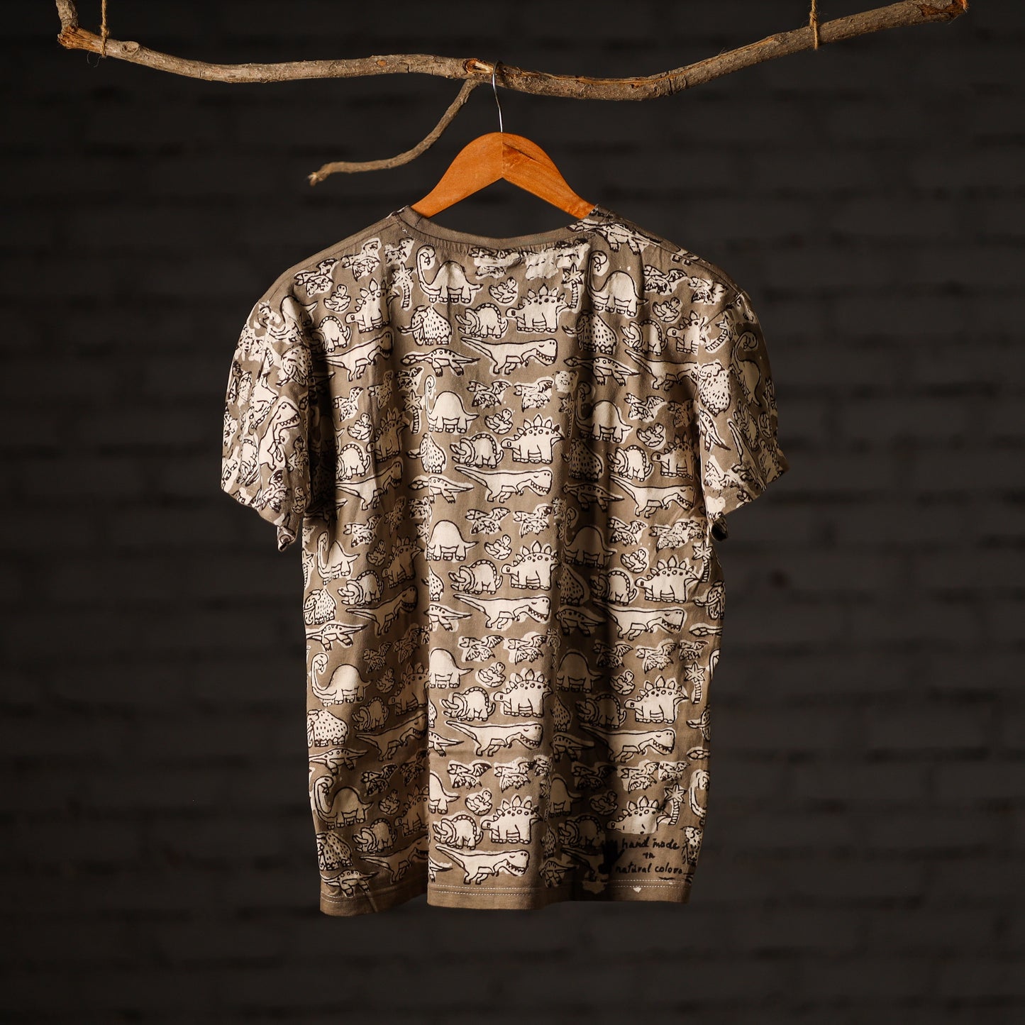 Buy Block Art Prints Natural Dyed Cotton Round Neck T-shirt Online at iTokri.com