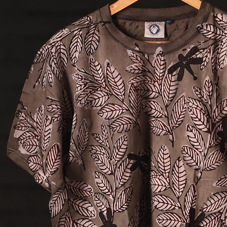Bindaas Natural Dyed Art Block Print Round Neck T-shirt in Pure Cotton Online at iTokri.com