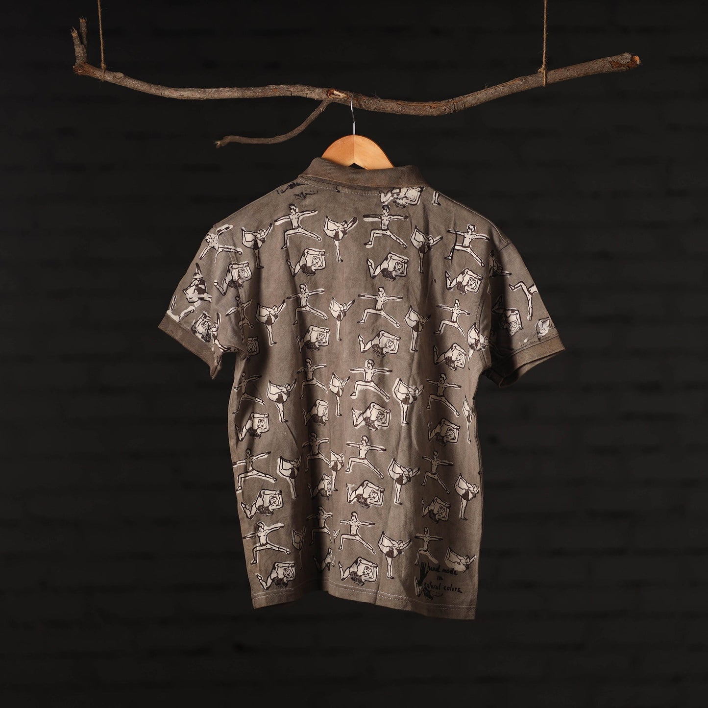 Bindaas Natural Dyed Art Block Print Unisex Polo Collar T-shirt