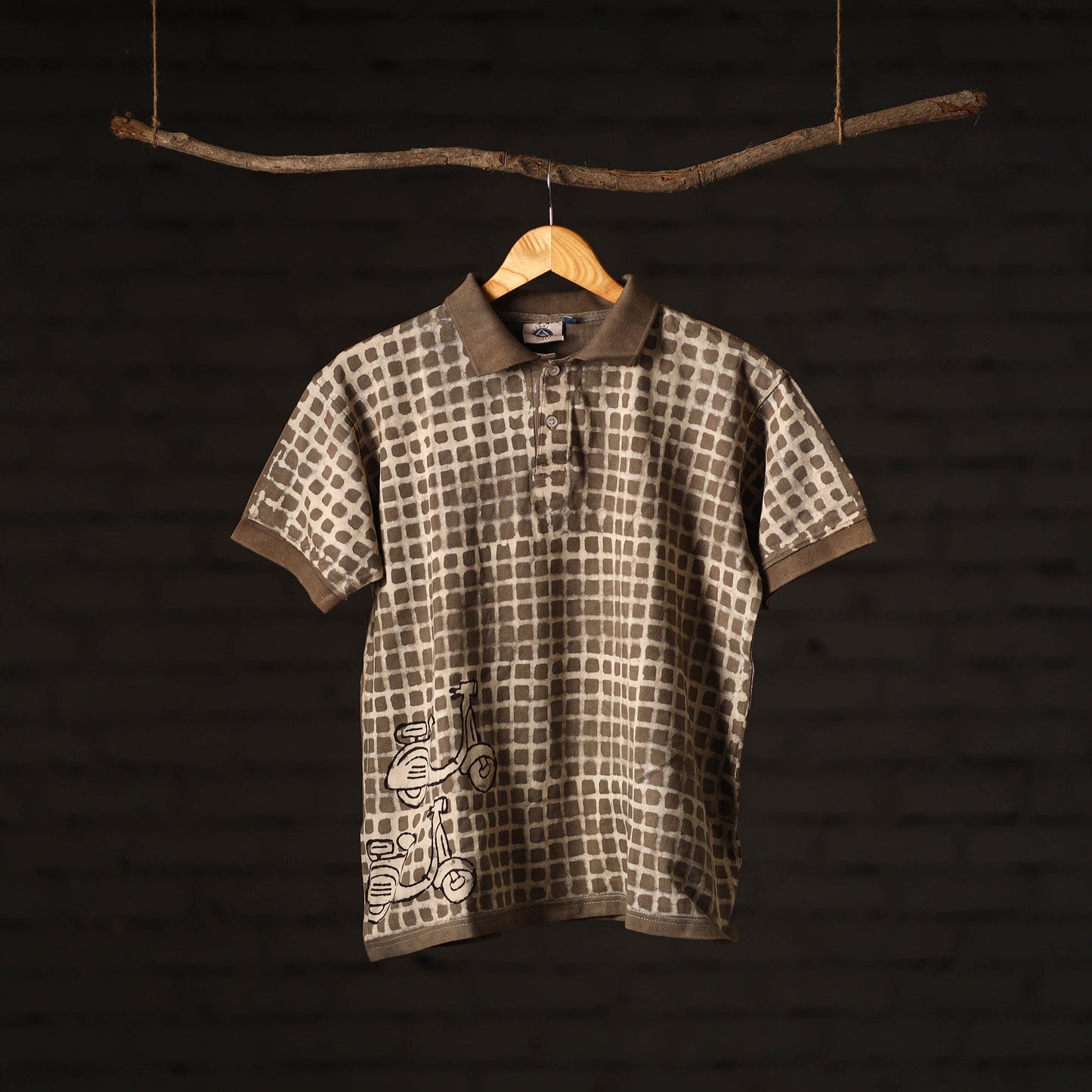 Bindaas Natural Dyed Art Block Print Unisex Polo Collar T-shirt