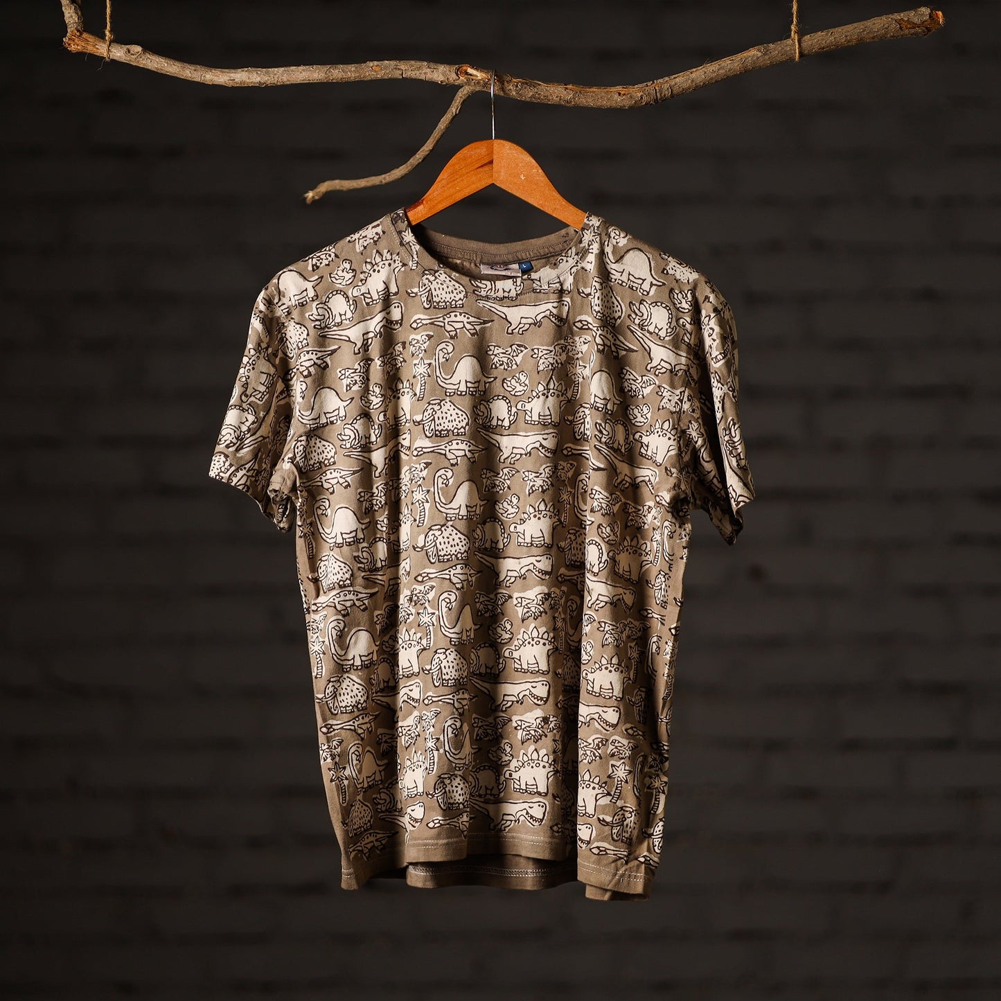 Buy Block Art Prints Natural Dyed Cotton Round Neck T-shirt Online at iTokri.com