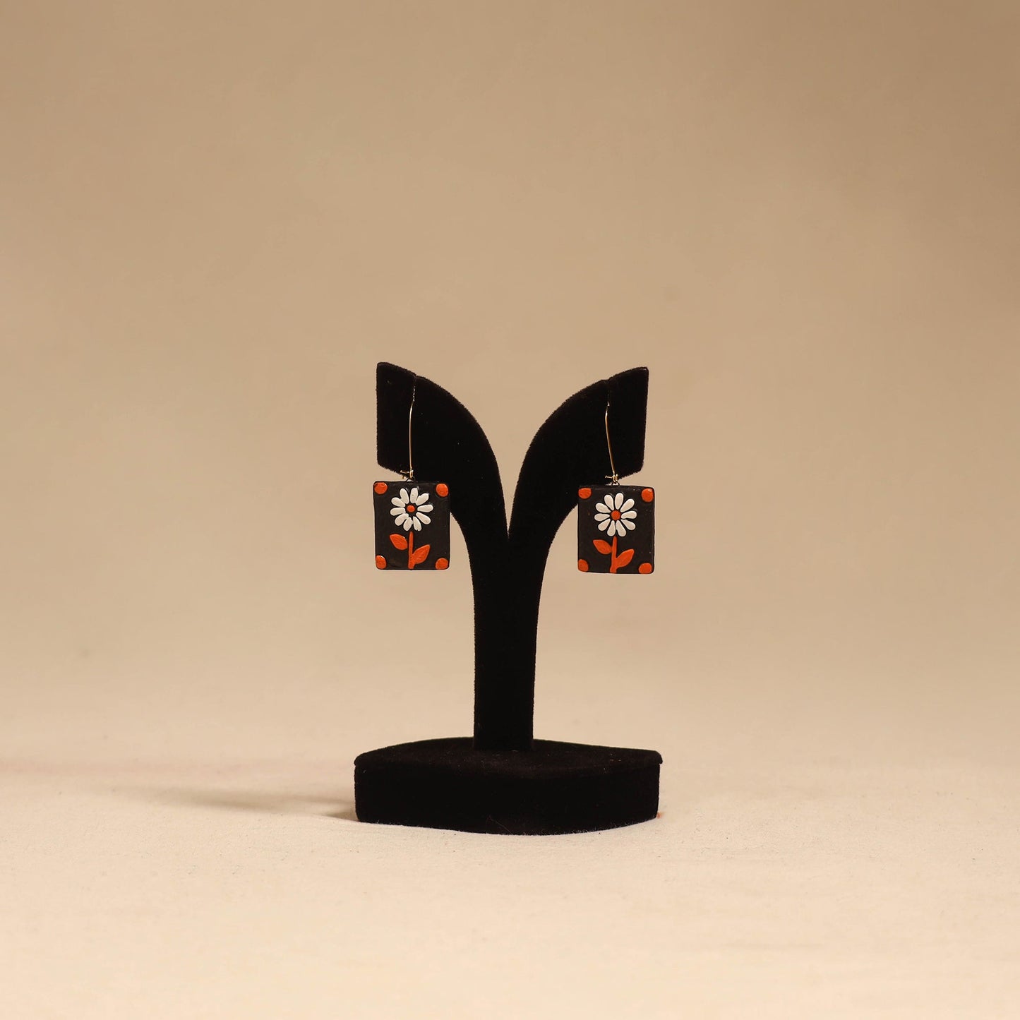 Bishnupur handpainted terracotta earrings 130 - handcrafted