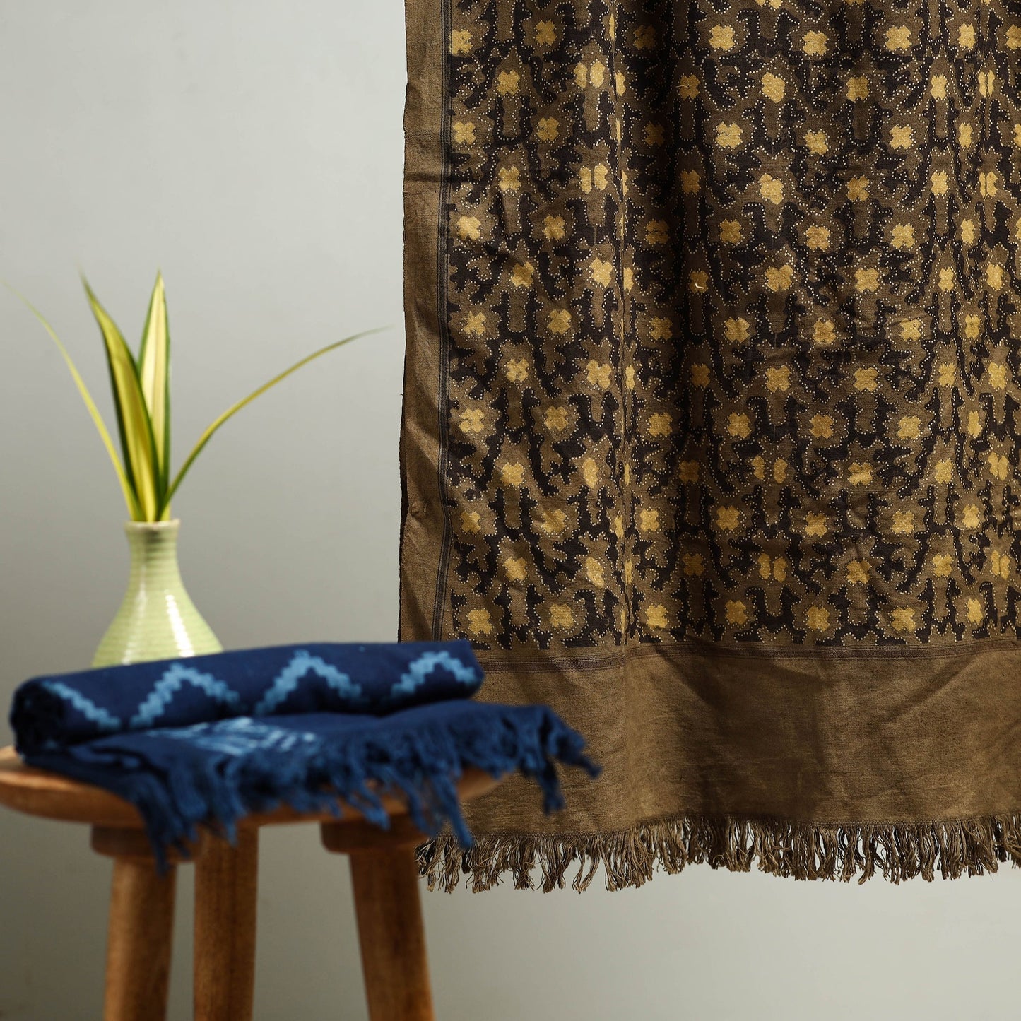 Brown Block Print Cotton Ajrakh Handloom Towel