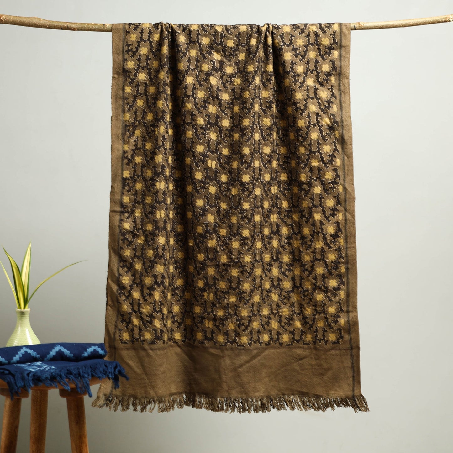 Brown Block Print Cotton Ajrakh Handloom Towel