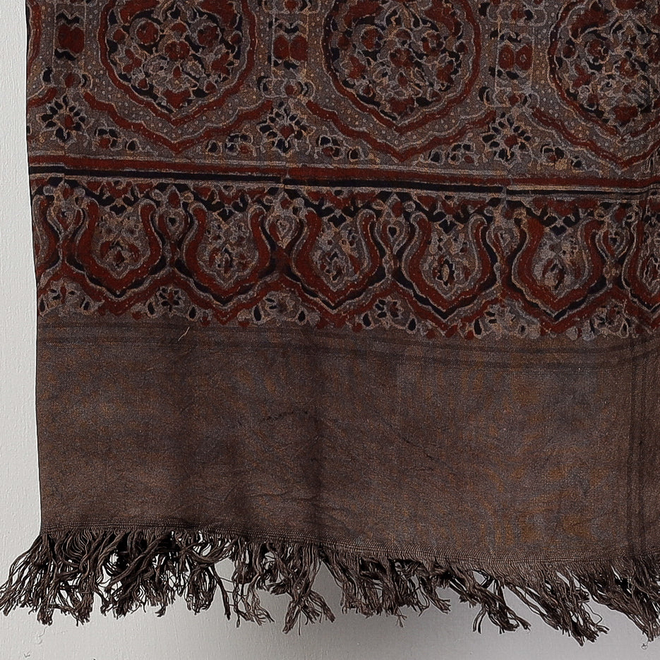 Brown Block Print Cotton Ajrakh Handloom Towel