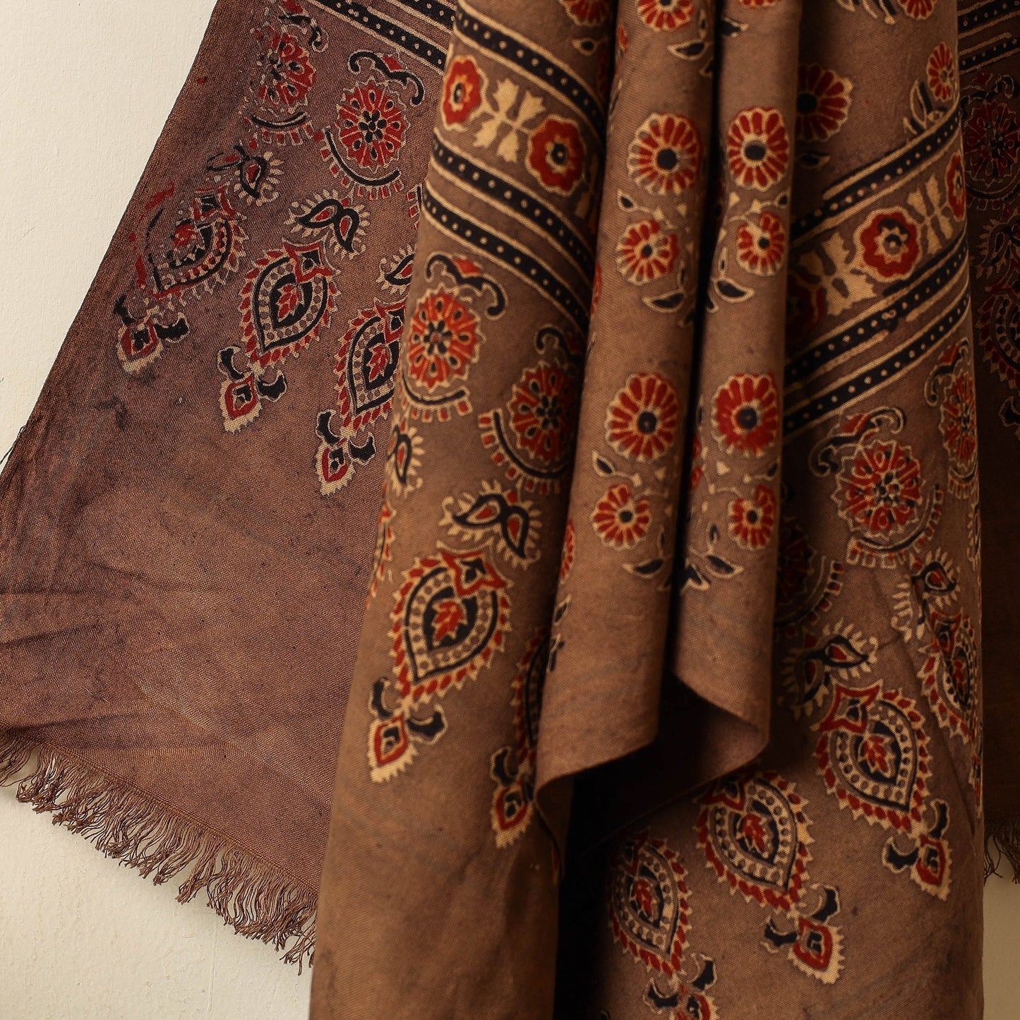 Brown Block Print Cotton Ajrakh Handloom Towel