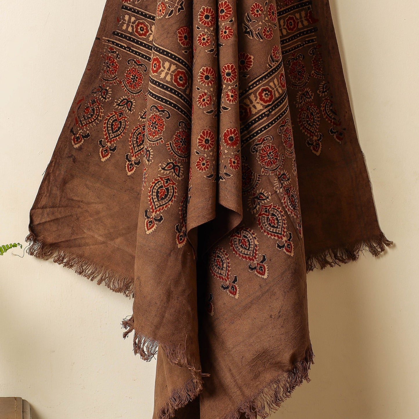 Brown Block Print Cotton Ajrakh Handloom Towel